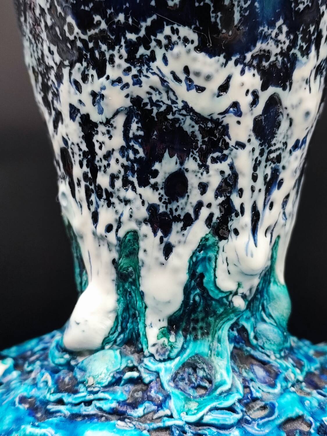 Vallauris vintage iridescent blue fat lava vase?