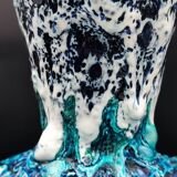 Vallauris vintage iridescent blue fat lava vase?