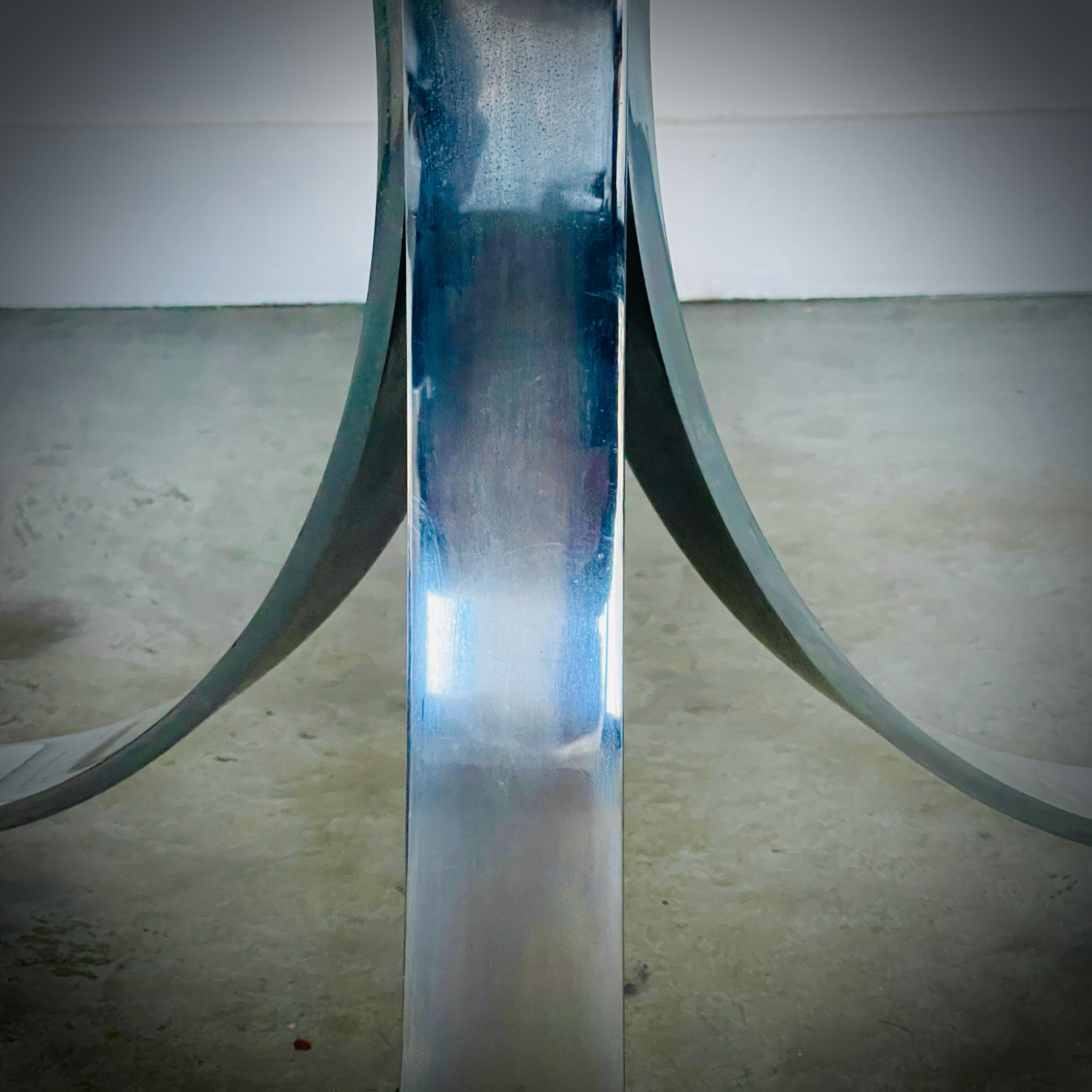 Dining table glass and chrome vintage 1970s