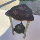 Wooden pedestal table or side table painted with floral motifs