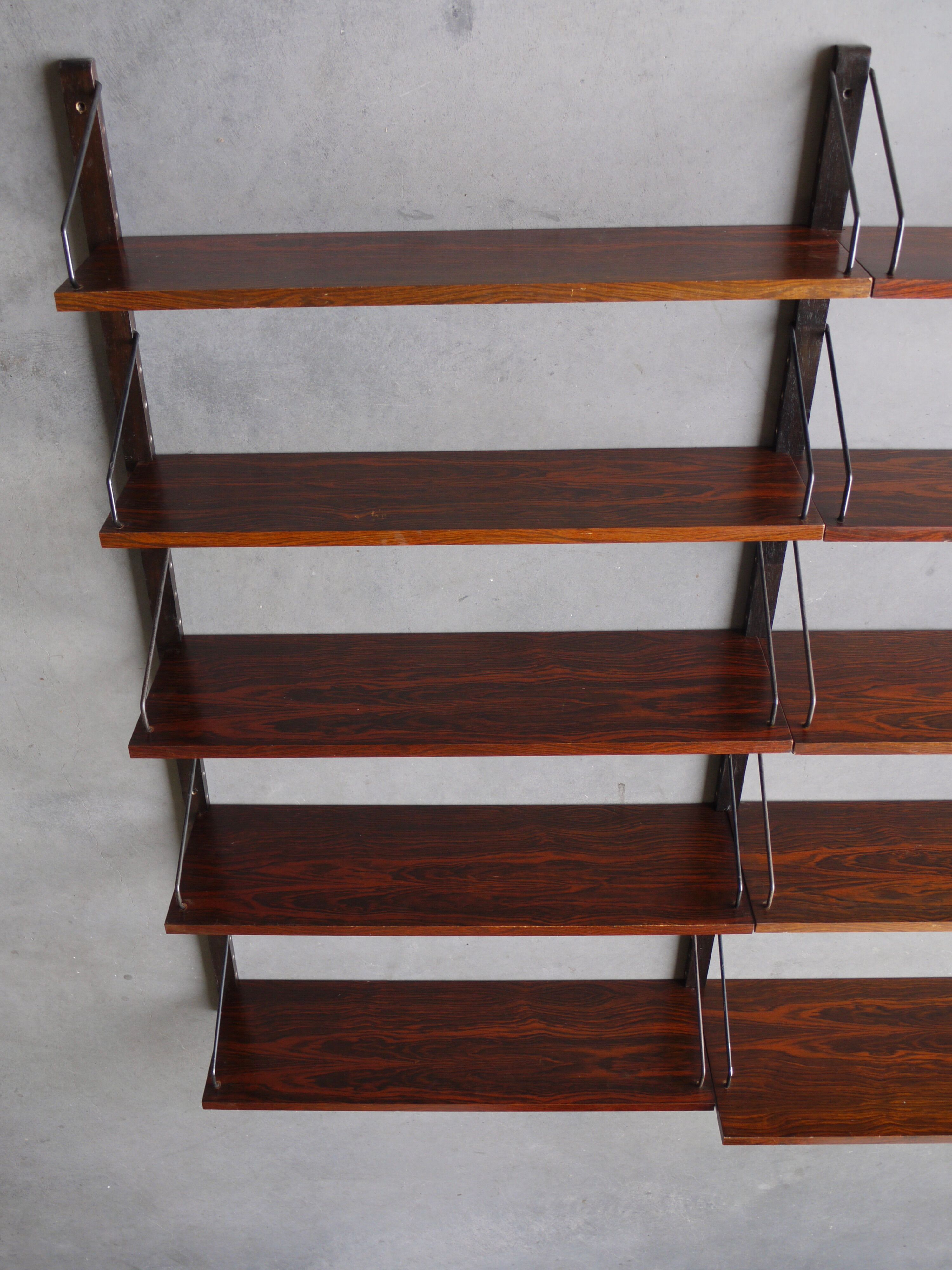 Vintage Rosewood wall shelving unit shelves by Poul Cadovius, 1960s