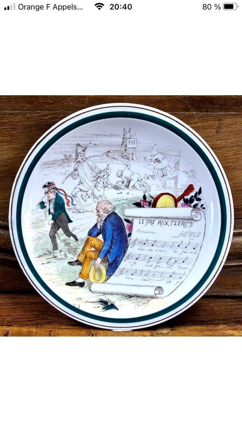 7 anciennes assiettes à dessert Creil et Montereau Terre de fer