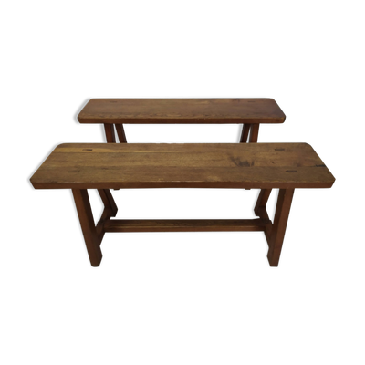 Paire de bancs de ferme