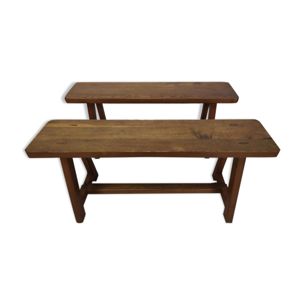 Paire de bancs de ferme