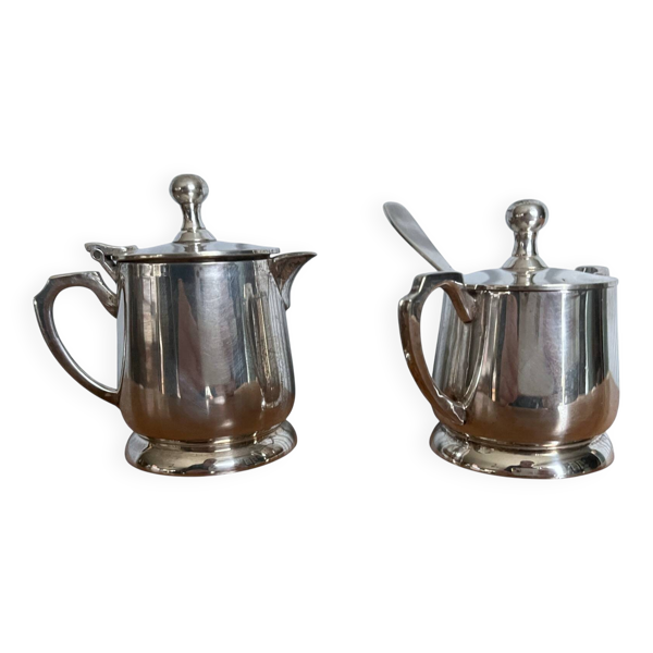 Deux petits pots service à thé métal argenté EPNS XXème