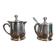 Two small silver-plated metal tea service pots from the 20th century.