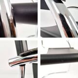 Pair Vintage Italian Cantilever Chairs Chrome Leather Armrests Bauhaus Style