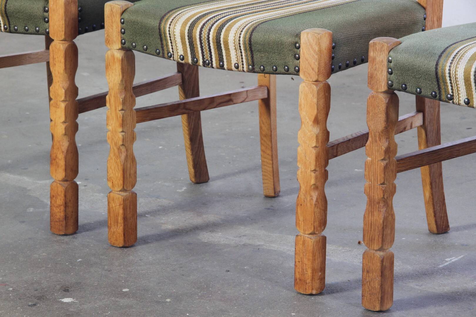 Vintage Danish Brutalist Oak Dining Chairs, Henning Kjærnulf style, 1960s