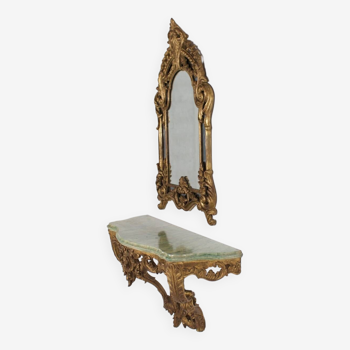 Wall console & its beaded mirror.