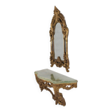 Wall console & its beaded mirror.