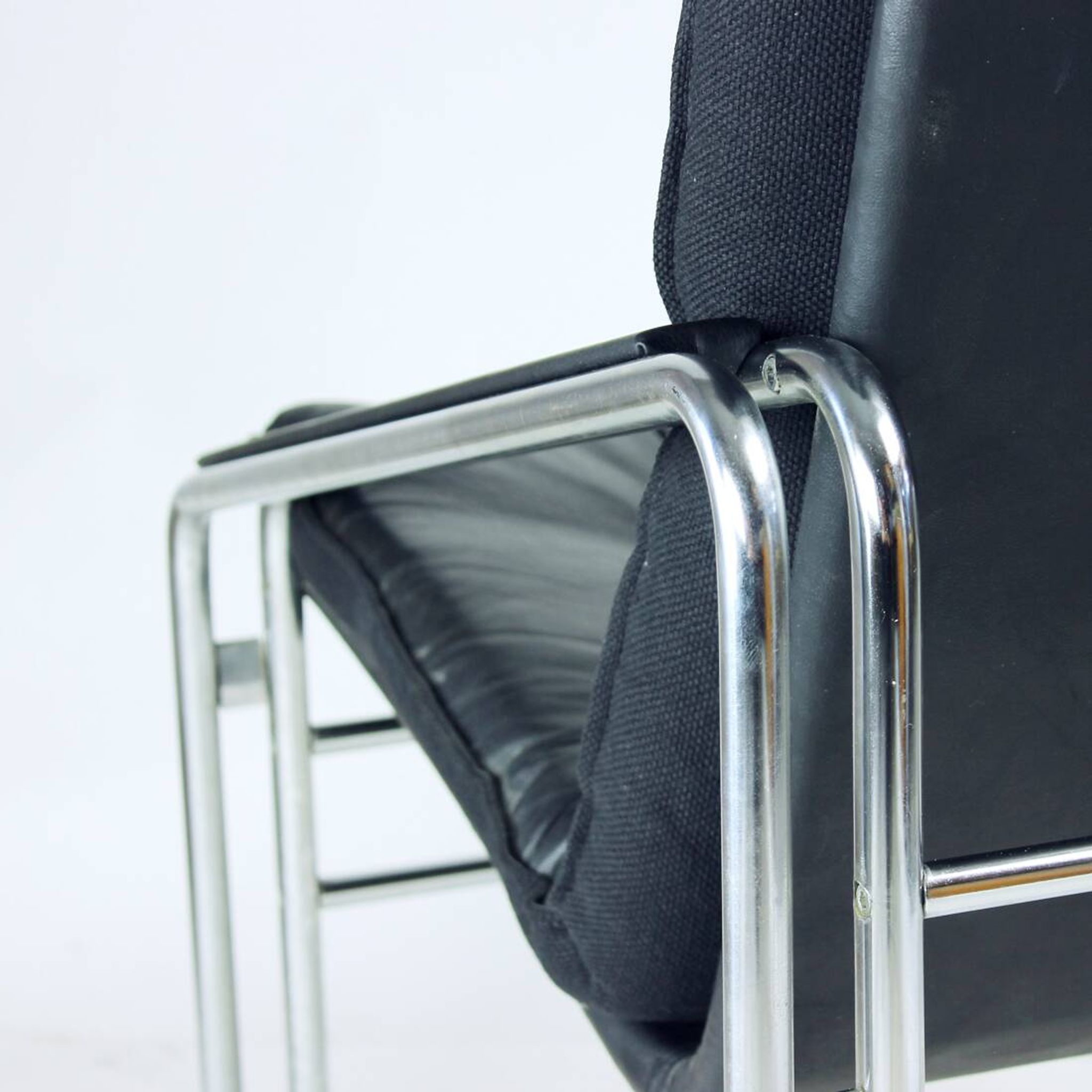 Mid Century Lounge Chairs In Chrome And Faux Leather, Czechoslovakia 1960s, Set Of 2