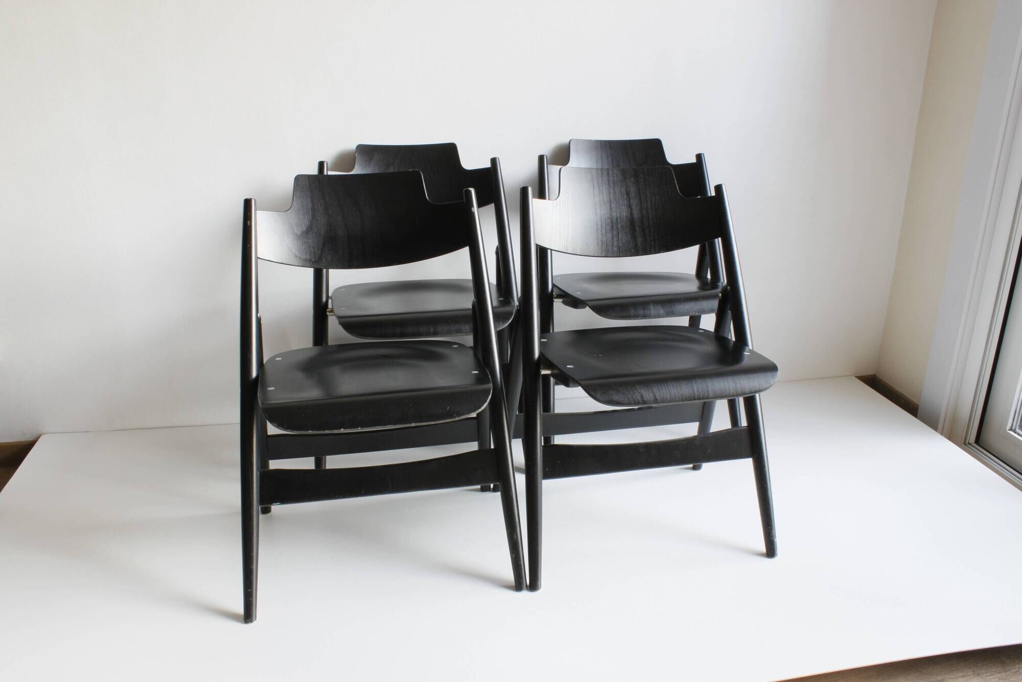 Wooden folding chairs SE18 by Egon Eiermann for Wilde & Spieth, Germany 1952.