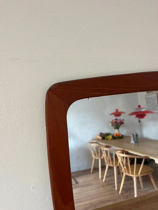 Rare vintage Danish teak mirror with 2 compartments - mid-century mirror