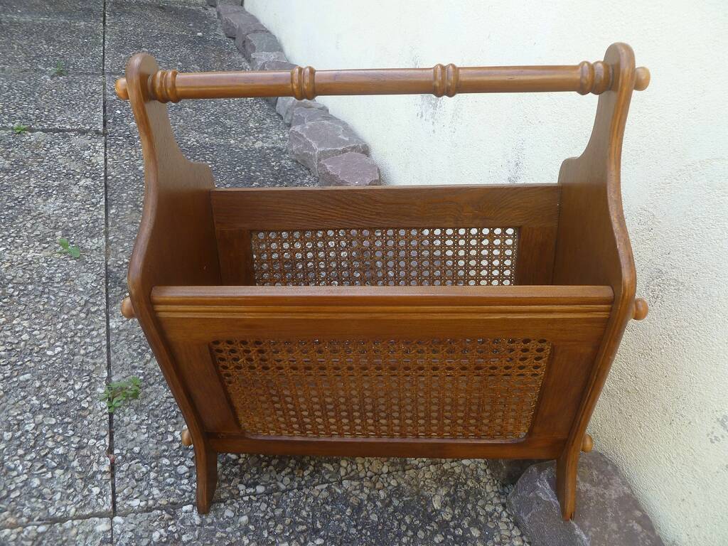 porte revue  bois et cannage, vintage