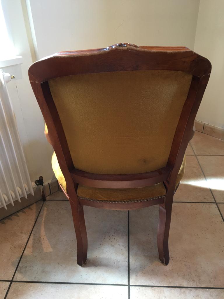 Yellow velvet armchair