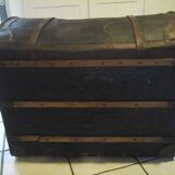 Leather travel trunk