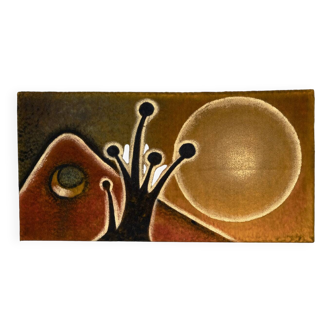 Landscape with Sun and Moon, Textile Painting, 1970s