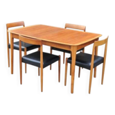 Extendable vintage Lübke table with 4 Lübke teak chairs