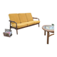 Second-hand Danish teak canapé, reupholstered in yellow, 1960s.