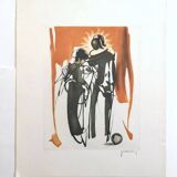 Original lithograph Signed Roger Hebbelinck 1912 1987 Belgian n°126/350
