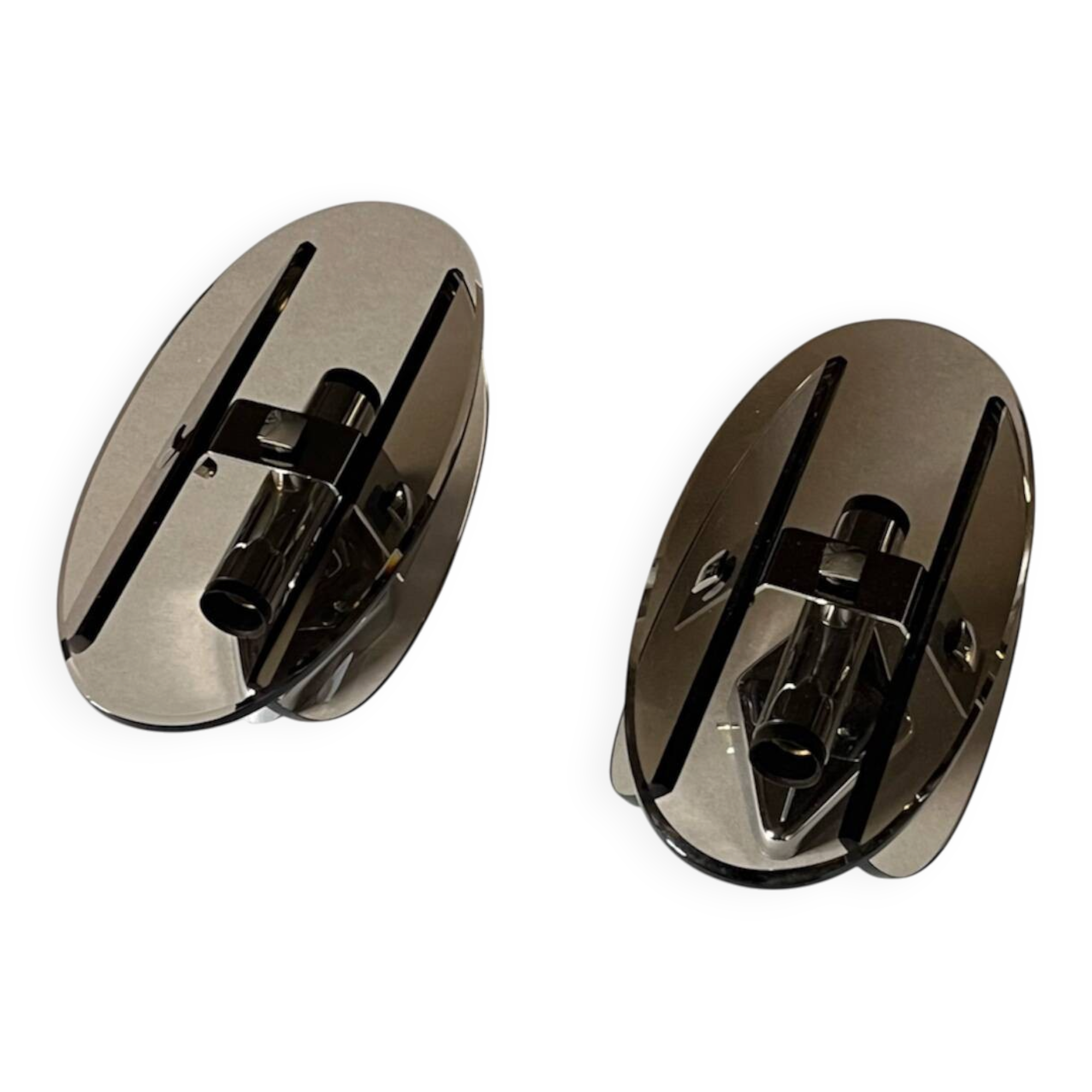 Pair of Veca wall sconces in smoked brown glass and chrome metal from the 1970s.