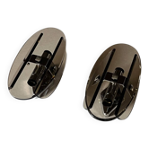 Pair of Veca wall sconces in smoked brown glass and chrome metal from the 1970s.
