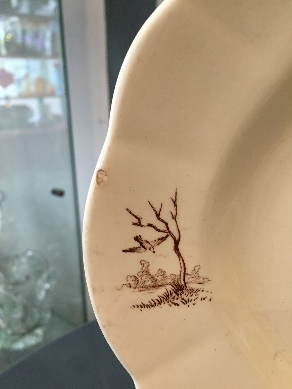 OVAL SERVING DISH IN TER DE FER MODEL BURGUNDY LONGCHAMP DECOR HUNTING