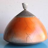 Raku ceramic bonbonnière signed