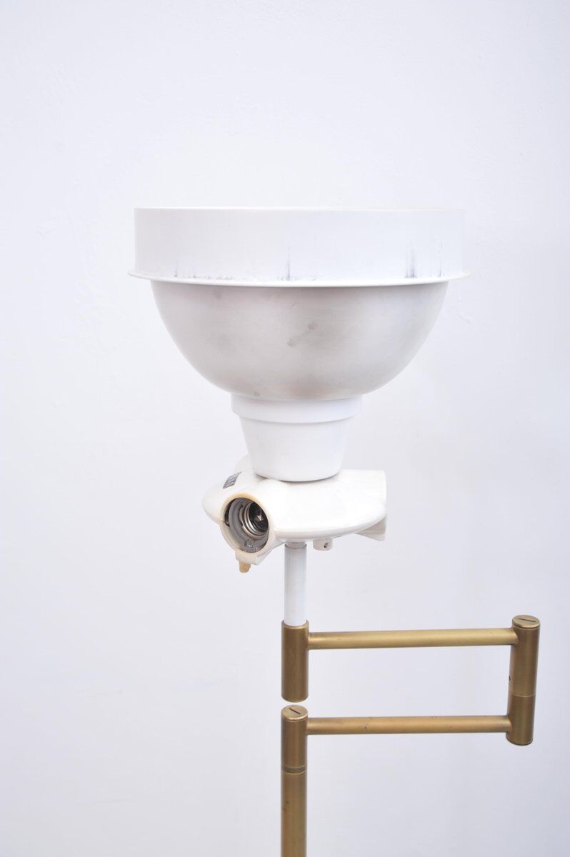 Vintage brass floor lamp with swivel arm, 1970s