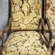Pair of antique carved wooden armchairs – Figurative upholstery
