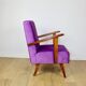 Vintage loft armchair purple velvet - 2 pieces available