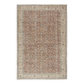 Vintage Handmade Turkish Red Wool Area Rug with Floral Design for Home and Office Decor