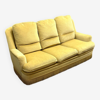 3-seater convertible toad sofa in yellow velvet