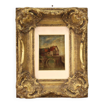 Tableau anglais paysage au bord de la rivière du 20ème siècle
