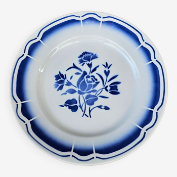 Assiette plate vintage bleue