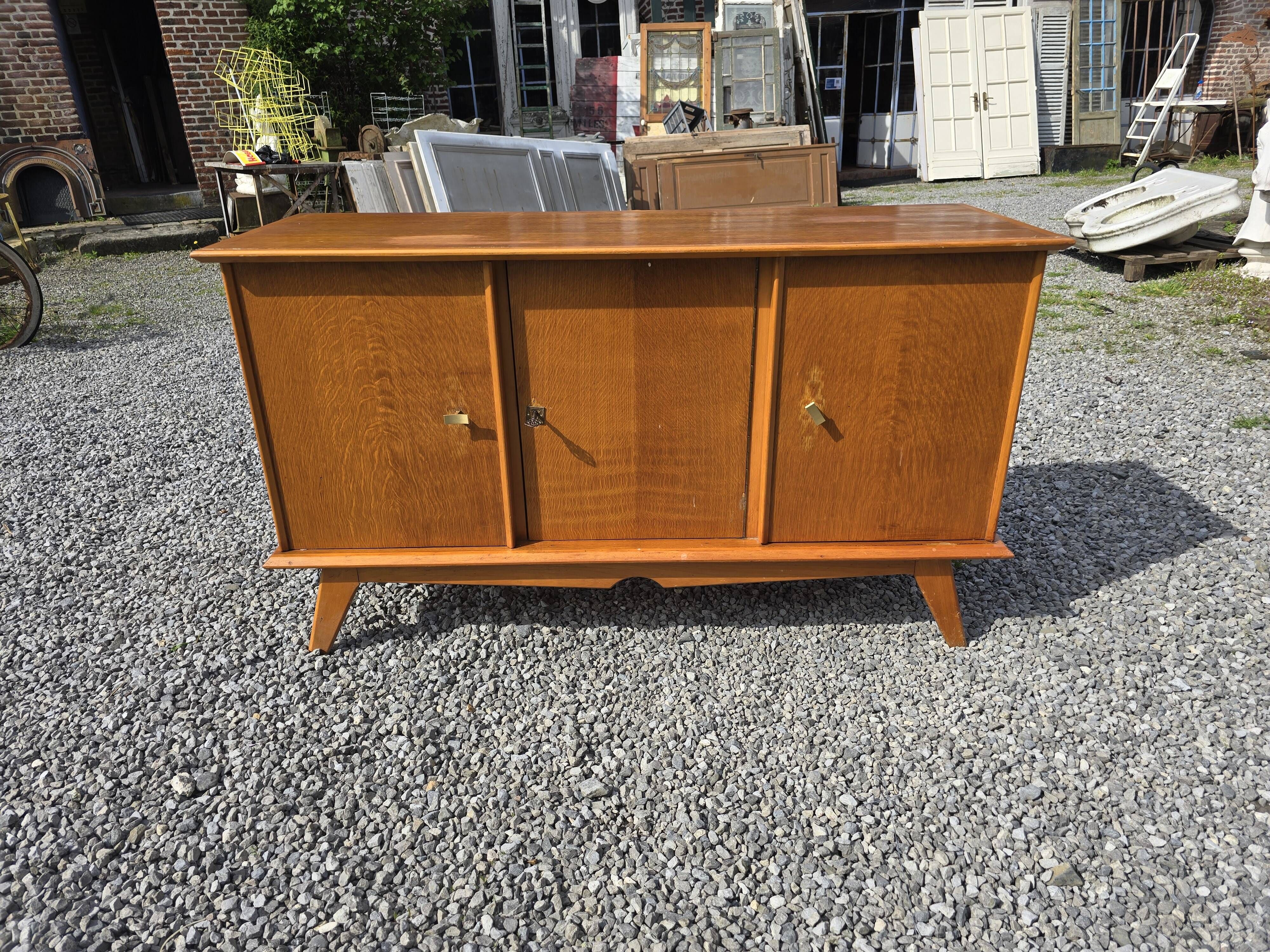 Vintage 3-door sideboard from the 60s in oak