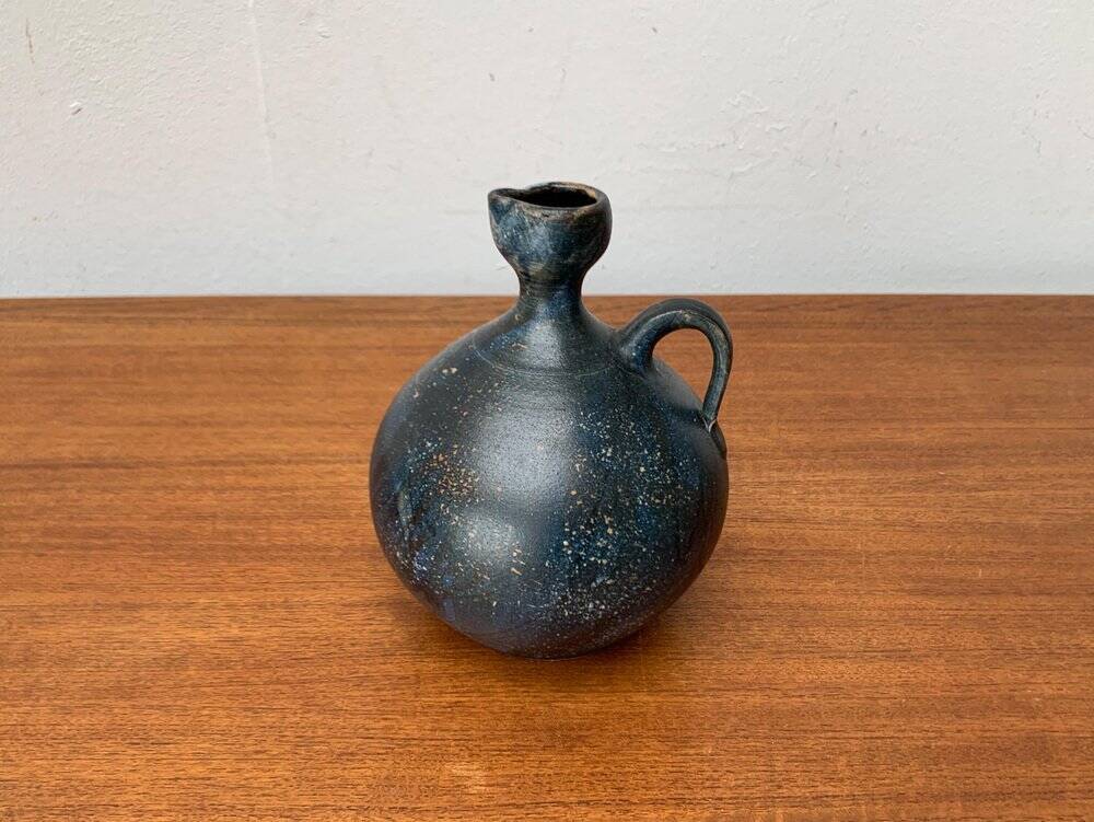 Vintage German brutalist studio pottery vase carafe by Gerhard Liebenthron, 1980.