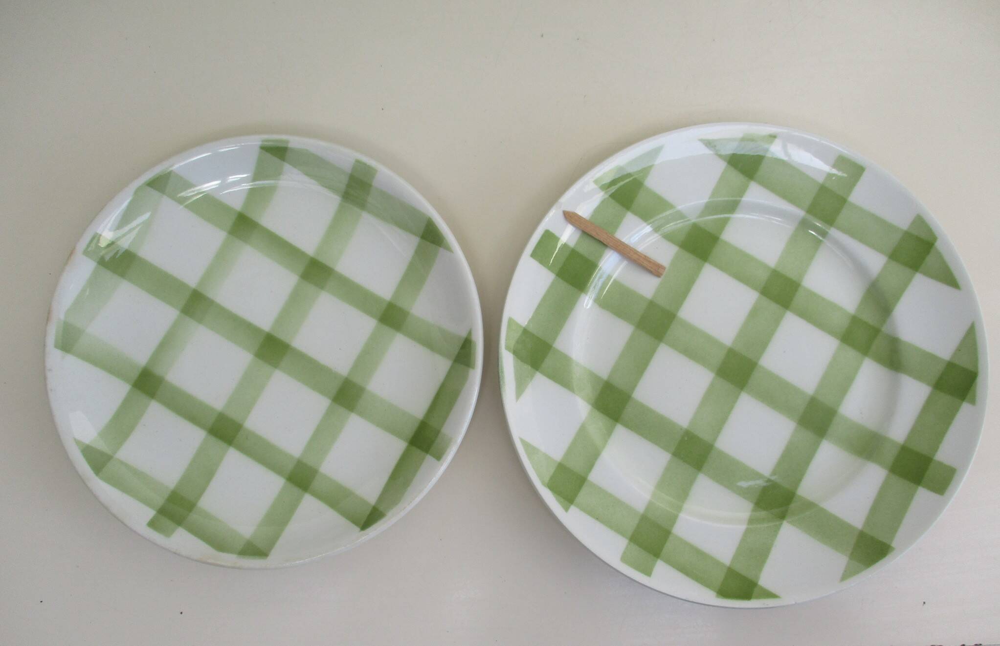 Dessert service Orchies Moulin des loups green tiles