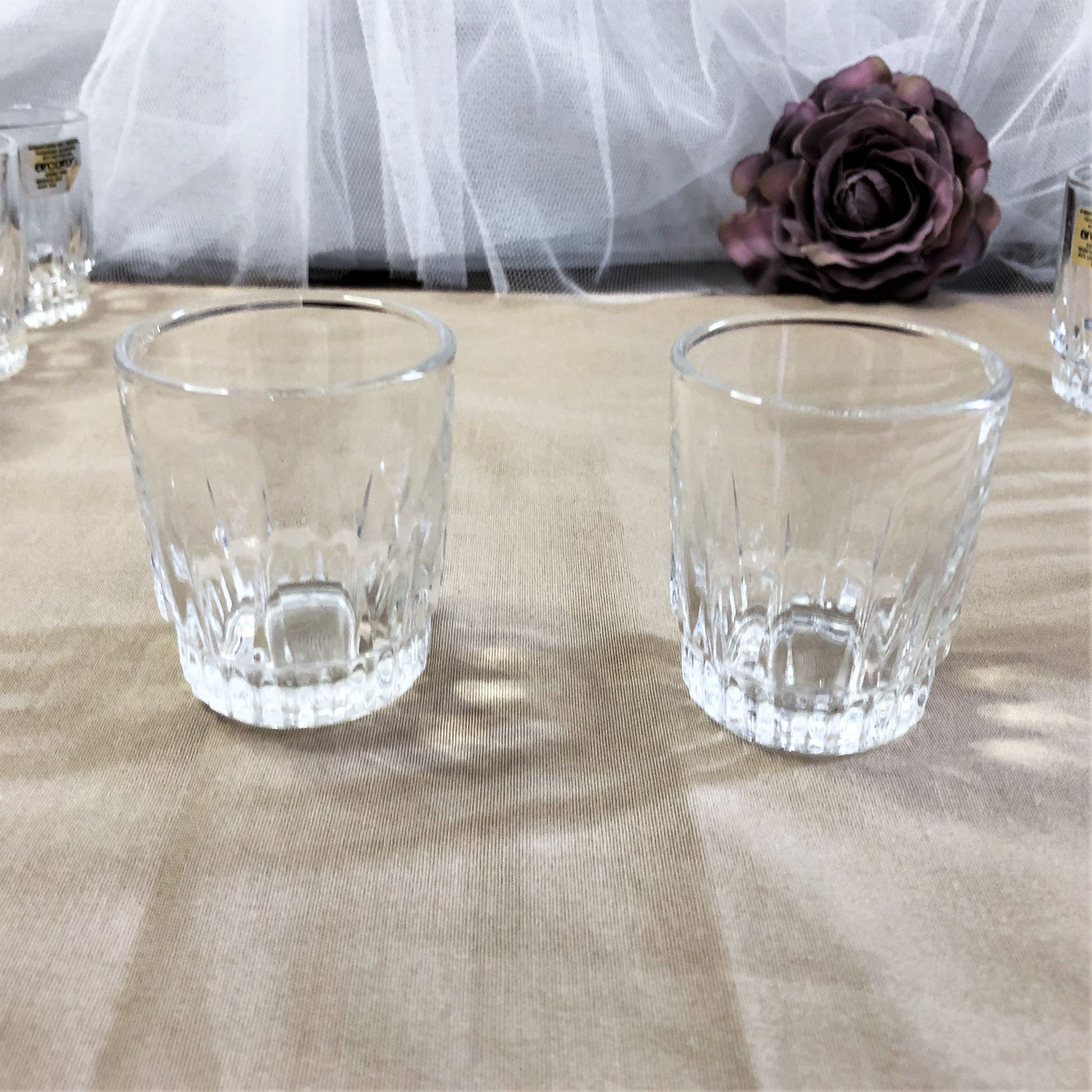 Set of 8 cut glass shot glasses France Arcoroc