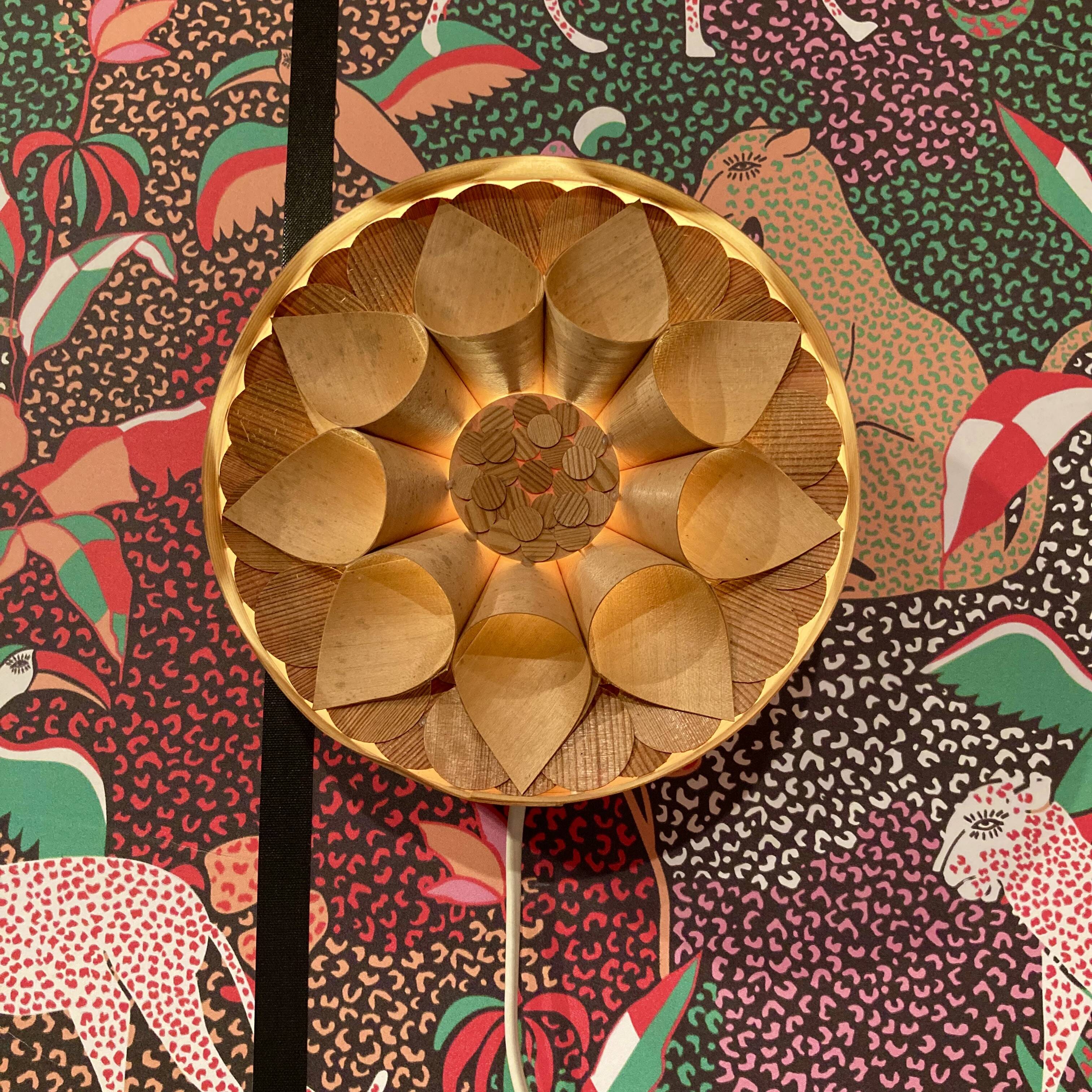 Large wooden wall light, Scandinavian design, 1950s.