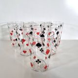 Vintage 6 Verres trumblers Jeu de cartes