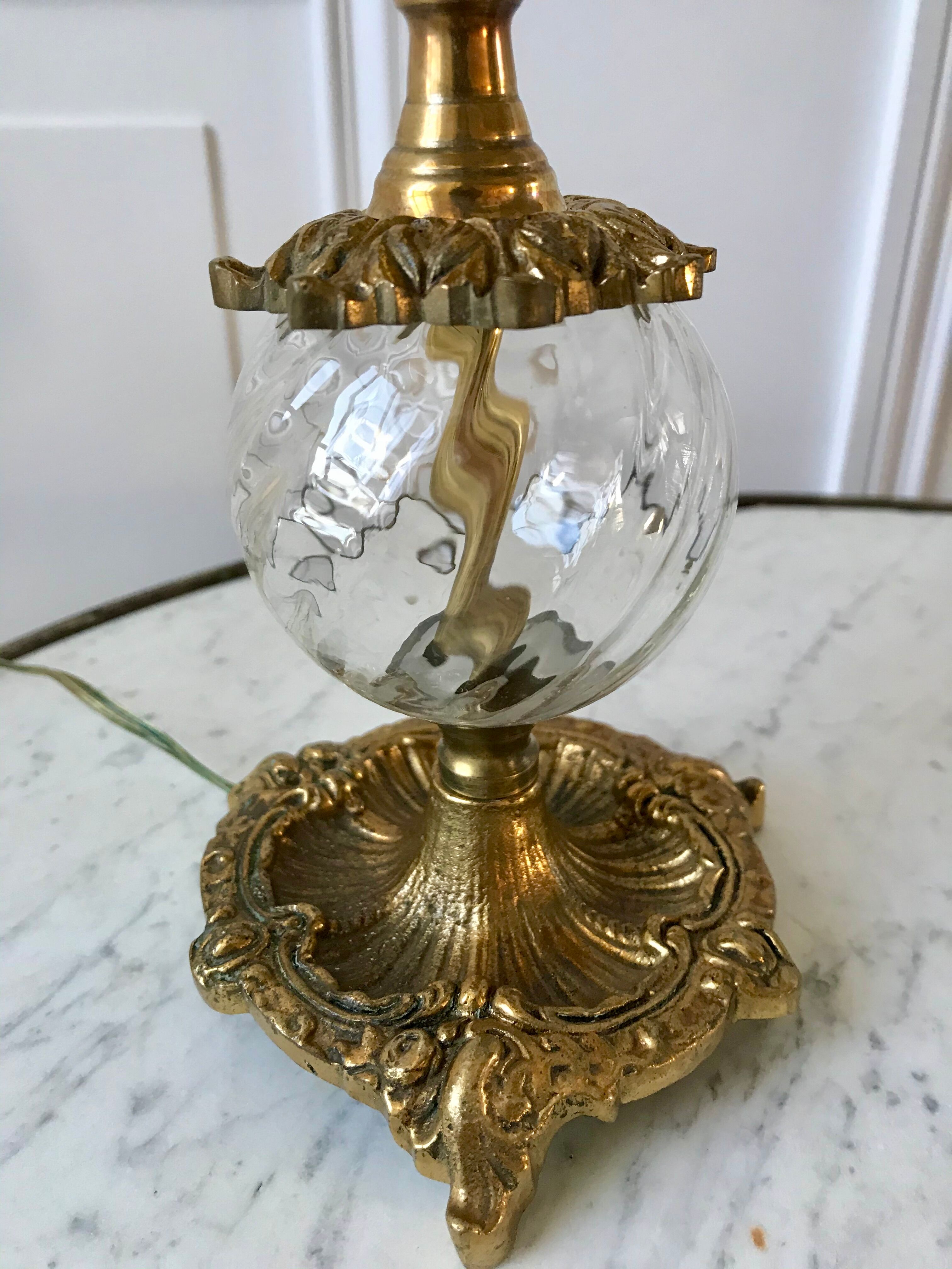 Pair of table lamps in bronze and glass early twentieth century