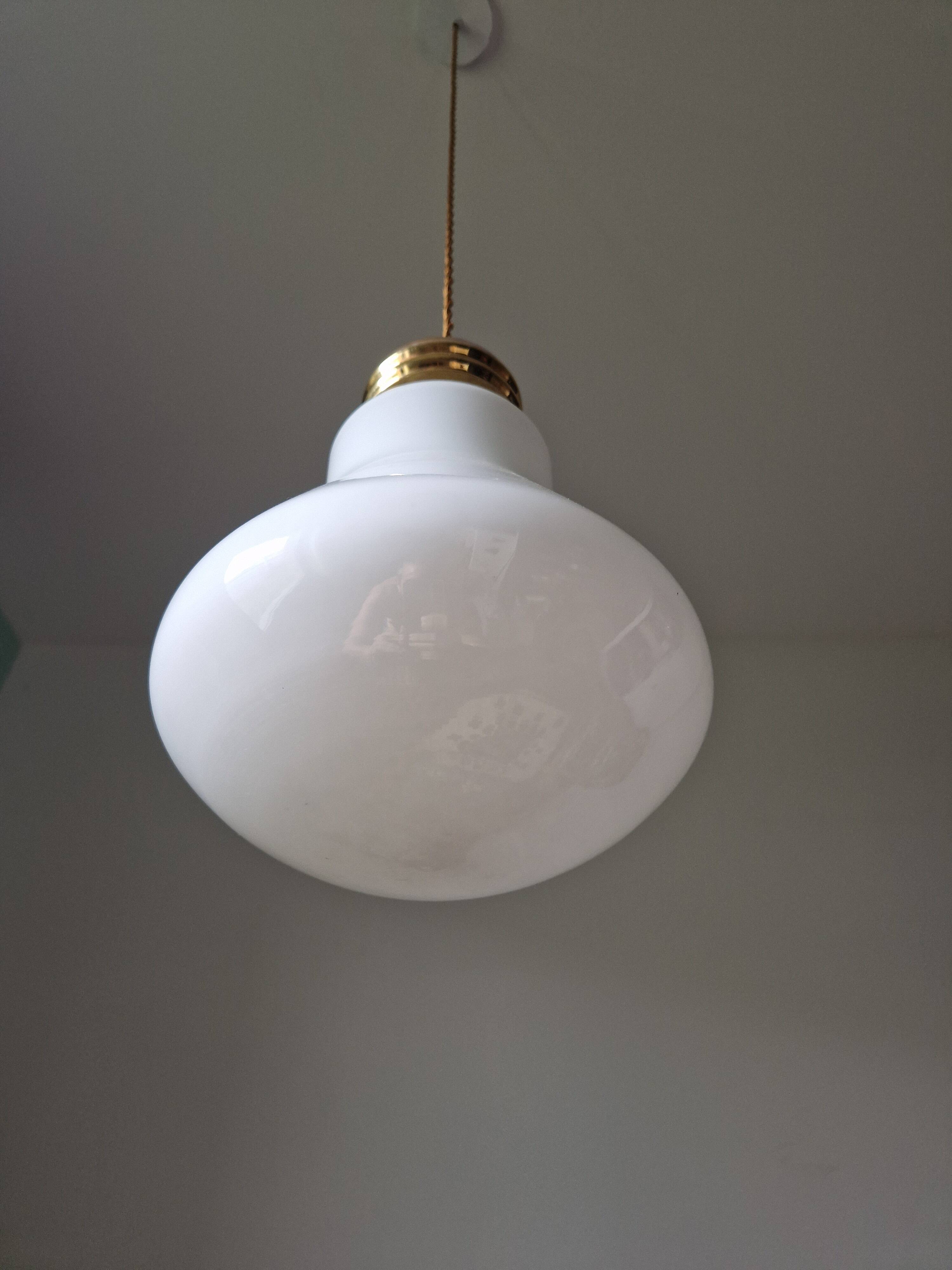 White opaline pendant light – workshop charm and old-world softness