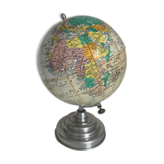 Vintage globe 1950 terrestrial Girard Barrère cream - 30 cm