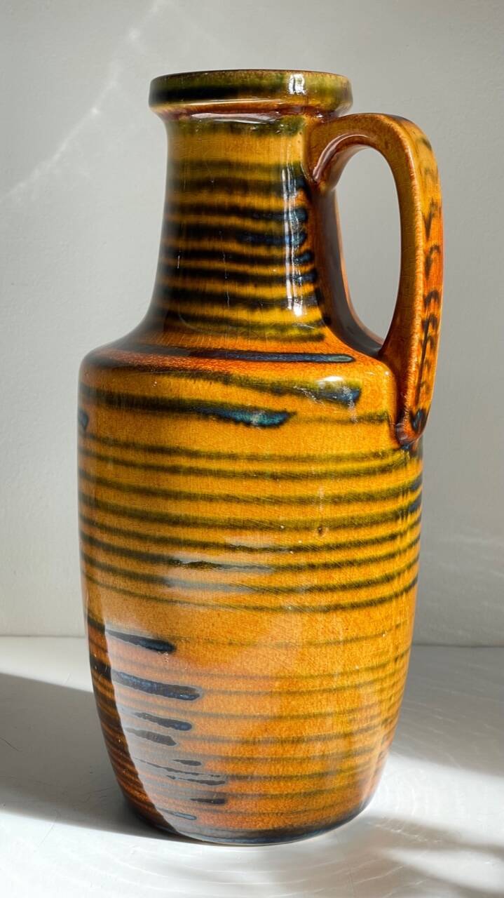 Vintage glazed ceramic amphora vase - west germany