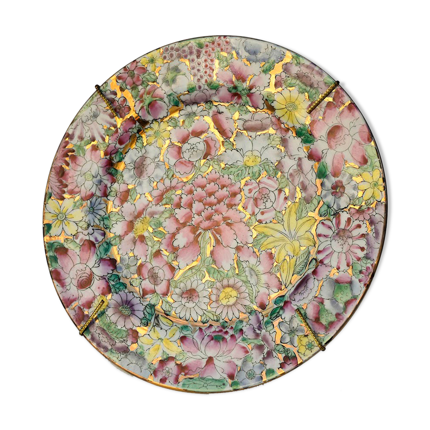 Chinese porcelain plate gold gold decorated with a thousand flowers Qianlong