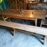 Pair of oak and cherry benches 250x29x45