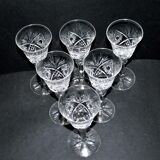 Series of 6 wine glasses in diamond cut crystal Lemberg or Saint-Louis 18cm