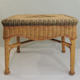Rectangular woven wicker coffee table /Bamboo /rattan / vintage