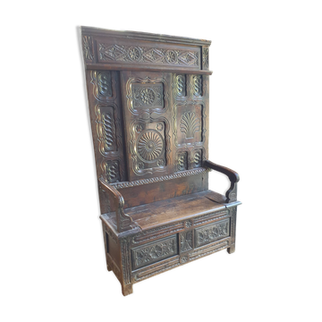 Oak and walnut storage bench - 18th century